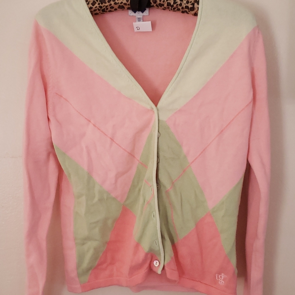 TG brand Argyle pink colored sweater golf